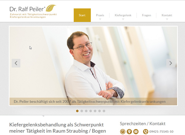 Website zu CMD Kiefergelenkserkrankungen Beschwerden Straubing Bogen Dr. Ralf Peiler